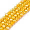 Electroplate Glass Beads Strands, Opaque Solid Color, AB Color Plated, Faceted, Rondelle, Gold, 6x5mm, Hole: 1mm, about 80~85pcs/strand, 38~40cm