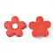 Handmade Polymer Clay Cabochons, Flower, Red, 24x24x8.5mm