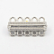 Alloy Magnetic Clasps, with 10 Holes, Rectangle, Platinum, 33x17x7.5mm, Hole: 2.5mm