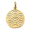 304 Stainless Steel Charms, with Jump Ring, Flat Round Charm, Laser Cut, Ion Plating(IP), Real 18K Gold Plated, 14x12x1mm, Hole: 3mm