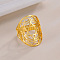 304 Stainless Steel Adjustable Rings, Hollow Star of David, Golden, US Size 7 1/4(17.5mm)