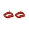 Brass Enamel Pendants, with Jump Ring, Lip Charm, Lead Free & Cadmium Free, Long-Lasting Plated, Rack Plating, Real 18K Gold Plated, Red, 15x20.5x3.5mm