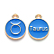 Alloy Enamel Pendants, Cadmium Free & Lead Free, Flat Round with Constellation, Light Gold, Dodger Blue, Taurus, 15x12x2mm, Hole: 1.5mm