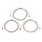 3Pcs 3 Color Natural Pearl & Glass Seed Braided Bead Bracelets Set, Nylon Adjustable Bracelets, Mixed Color, Inner Diameter: 2-1/8~3-1/2 inch(5.3~8.85cm), 1Pc/style