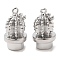 Brass Charms, Cadmium Free & Nickel Free & Lead Free, Cactus Charm, Real Platinum Plated, 14x8mm, Hole: 1mm
