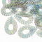 Ion Plating(IP) 201 Stainless Steel Filigree Joiners Links, Etched Metal Embellishments, Teardrop, Rainbow Color, 40.5x26.5x0.3mm, Hole: 1.6mm