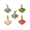 304 Stainless Steel Enamel Pendants, with Jump Ring, Fan Charm, Real 14K Gold Plated, Ion Plating(IP), Mixed Color, 15.5x15x2mm, Hole: 5x3mm
