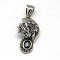 Fashionable Retro 304 Stainless Steel Steel Rhinestone Dragon Pendants, Antique Silver, Jet, 36x17x10mm, Hole: 5x7mm