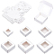 24Pcs 6 Styles Paper with PVC Candy Boxes, with Square Window, for Bakery Box, Baby Shower Gift Box, Square with Marble Pattern, White, 4pcs/style