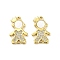 Brass Micro Pave Clear Cubic Zirconia Prince Connector Charms, Cadmium Free & Lead Free, with Shell, Boy Links, Real 18K Gold Plated, 18x12x2.5mm, Hole: 1mm