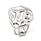 Non-Tarnish 304 Stainless Steel Open Cuff Rings, Hammered Polygon, Stainless Steel Color, US Size 6 1/2(16.9mm)