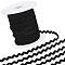 Polyester Braid Ribbon, with Plastic Spool, Flat Wave, Black, 1/4 inch(5mm), about 48~50.00 Yards/Roll