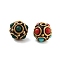 Handmade Indonesia Beads, with Brass and Resin, Round, Mixed Color, 12mm, Hole: 1.8mm