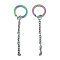 Ion Plating(IP) 304 Stainless Steel Split Key Ring Clasps, For Keychain Making, with Extended Cable Chains, Rainbow Color, 74.5mm, Ring: 20x2.4mm
