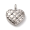 Brass Micro Pave Cubic Zirconia Pendants, Heart, Long-Lasting Plated, Cadmium Free & Lead Free, Rack Plating, Platinum, 17.5x14.5x5.5mm, Hole: 3mm