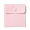 Velvet Jewelry Storage Pouches, Rectangle Jewelry Bags with Snap Fastener, for Earrings, Rings Storage, Pink, 9.65x8.9cm