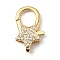 Brass Clear Cubic Zirconia Lobster Claw Clasps, Cadmium Free & Nickel Free & Lead Free, Star, Real 18K Gold Plated, 22.5x13.5x5.5mm, Hole: 5x2mm