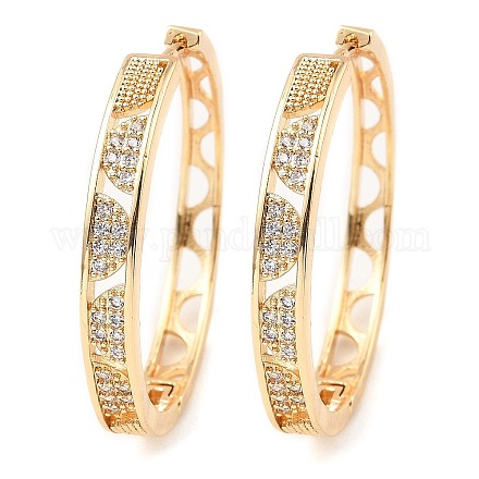 Серьги-кольца из латуни с цирконием EJEW-D078-38G-1