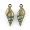 Zinc Alloy Pendants, Cadmium Free & Nickel Free & Lead Free, Heart, Antique Bronze & Green Patina, 24x8x4mm, Hole: 1.5mm
