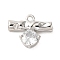 Brass Micro Pave Cubic Zirconia Charms, Rectangle, Platinum, 11.5~12x14x3mm, Hole: 1.2mm