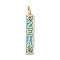 Brass Micro Pave Cubic Zirconia Pendants, Rectangle with Word ZETA, with Enamel, Lead Free & Cadmium Free, Long-Lasting Plated, Real, Rack Plating, Real 18K Gold Plated, 49x9x3.5mm, Hole: 7.5x4.8mm
