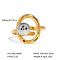 European Style Hollow Design Stainless Steel Beaded Adjustable Open Cuff Rings, Real Gold Plated & Stainless Steel Color, 18mm