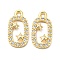 Brass Micro Pave Cubic Zirconia Pendants, Cadmium Free & Nickel Free & Lead Free, Oval with Star, Real 18K Gold Plated, 15x7.5x2mm, Hole: 1.4mm