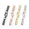 Brass Lobster Claw Clasps, with Cord Ends, Long-Lasting Plated, Mixed Color, 39mm, Hole: 3mm