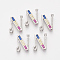 Brass Cubic Zirconia Slide Charms, Real Platinum Plated, Colorful, Letter, Letter.N, 18x15x5mm, Hole: 1x1mm and 1x7mm