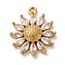 Brass Micro Pave Cubic Zirconia Pendants, Rack Plating, Flower, Long-Lasting Plated, Cadmium Free & Lead Free, Real 18K Gold Plated, 16.5x14.5x4mm, Hole: 1.2mm