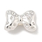 Brass Beads, Bowknot, 925 Sterling Silver Plated, 10x14.5x5mm, Hole: 2mm