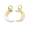 Rack Plating Brass Pendants, with Enamel, Long-Lasting Plated, Real 18K Gold, Cadmium Free & Lead Free, Moon, White, 16x10x2mm, Hole: 3mm