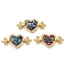 Rack Plating Brass Micro Pave Clear Cubic Zirconia Heart Links, with Enamel & Shell, Real 18K Gold Plated, Long-Lasting Plated, Lead Free & Cadmium Free, Mixed Color, 13x28x4mm, Hole: 1.4mm