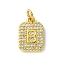 Rack Plating Brass Micro Pave Clear Cubic Zirconia Charms, Long-Lasting Plated, Lead Free & Cadmium Free, Rectangle with Letter Pattern, with Jump Ring, Real 18K Gold Plated, Letter B, 14x9.5x2mm, Hole: 3mm