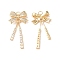 Brass Micro Pave Cubic Zirconia Pendants, Cadmium Free & Nickel Free & Lead Free, Bowknot, Real 18K Gold Plated, 35x16x6mm, Hole: 2mm
