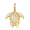 Brass Micro Pave Cubic Zirconia Pendants, Sea Turtle Charms, Real 18K Gold Plated, 35x28x7mm, Hole: 4.5x2.7mm