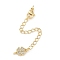 Brass Micro Pave Cubic Zirconia Ends with Chains, Cadmium Free & Nickel Free & Lead Free, Clover, Real 18K Gold Plated, 77mm, Hole: 2.5mm