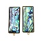 304 Stainless Steel Pave Natural Paua Shell Stud Earring Findings, Rectangle, Ion Plating(IP), Real 18K Gold Plated, 43x17mm, Hole: 1.6mm, Pin: 1mm