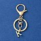 Alloy Initial Letter Charm Keychains, with Alloy Clasp, Golden, Letter K, 8.5cm