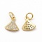 Rack Plating Brass Micro Pave Cubic Zirconia Charms, Triangle Charm, with Jump Ring, Real 18K Gold Plated, 10x9x2mm, Hole: 3.6mm