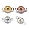 Rack Plating Brass Magnetic Clasps with Loops, N45 Grade Strong Magnet, Long-Lasting Plated, Round, Mixed Color, 11.5x6mm, Hole: 1.6mm