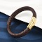 Braided Microfiber Leather Cord Bracelets for Women Men, Rectangle 304 Stainless Steel Magnetic Clasps, Coffee, 8-1/2x3/8 inch(215x11~14mm)