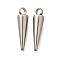 201 Stainless Steel Pendants, Cone Charms, Stainless Steel Color, 15x4mm, Hole: 1.8mm