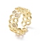 Clear Cubic Zirconia Honeycomb Open Ring, Brass Jewelry for Women, Cadmium Free & Lead Free, Real 18K Gold Plated, US Size 6 1/4(16.7mm)