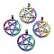 Alloy Pendants, Cadmium Free & Lead Free, Penacle, Rainbow Color, 33x27x6mm, Hole: 4mm