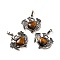 Natural Tiger Eye Heart Pendants, Dragon Charms, with Rack Plating Antique Silver Plated Brass Findings, Lead Free & Cadmium Free, 33x33.5~34x7~7.5mm, Hole: 8x5mm