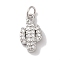 Rack Plating Brass & Cubic Zirconia Pendants, Cadmium Free & Lead Free, Long-Lasting Plated, Cactus, with Jump Ring, Platinum, 15x8x3mm, Hole: 5mm