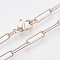 Brass Round Oval Paperclip Chain Necklace Making, with Lobster Claw Clasps, Rose Gold, 24.4 inch(62cm), Link: 12x3.5x0.8mm