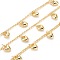 Brass Curb Chain, Twisted Chain, with CCB Plastic Heart Charms, Long-Lasting Plated, with Spool, Soldered,, Golden, 2.5x2x1mm, Heart: 7x5x3mm, 32.8 Feet(10m)/roll