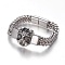 304 Stainless Steel Link Bracelets, with Magnetic Clasps, Lion Head, Antique Silver & Stainless Steel Color, 8-3/8 inch(21.4cm), 11.5~28x6~16mm